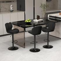 Conjunto de 3 Banquetas Youhauchair de Veludo Ajustáveis com Giro 360