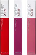 Conjunto de 3 Batons Líquidos Maybelline Super Stay Matte Ink