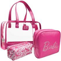 Conjunto de 3 Bolsas de Higiene Barbie com Zíper