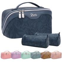 Conjunto de 3 bolsas de maquiagem de viagem BOYATU com grande capacidade, azul escuro