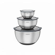 Conjunto De 3 Bowls Tramontina Cucina Em Aço Inox Com Tampa