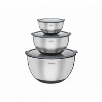 Conjunto de 3 Bowls Tramontina Cucina em Aço Inox com Tampa