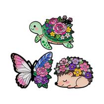 Conjunto De 3 Broches De Esmalte Ouriço E Flores Para Lapela, Mochila, Roupa, Joia De Moda, Presente