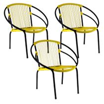 Conjunto de 3 Cadeiras Eclipse de Aço Carbono e Fibra Sintética - Acesse Móveis