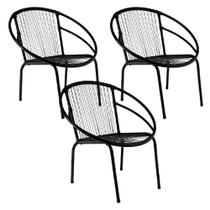 Conjunto de 3 Cadeiras Eclipse de Aço Carbono e Fibra Sintética - Acesse Móveis