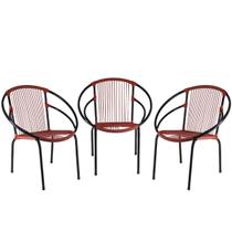 Conjunto de 3 Cadeiras Eclipse de Área, Fibra Sintética, Varanda, Decor, Artesanal - PANERO 02