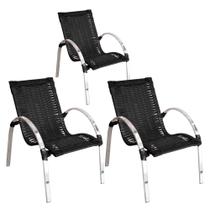 Conjunto de 3 Cadeiras para Área Externa Garden em Alumínio Polido