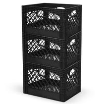 Conjunto de 3 Caixas de Leite Resistente Juggernaut Storage 23L Pretas