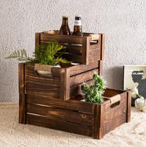 Conjunto de 3 caixas de nidificação de madeira rústica TIMRIS Decorative Brown