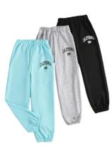 Conjunto de 3 calças de moletom femininas SHENHE, cintura elástica, perna reta