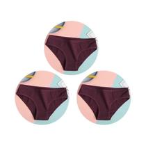 Conjunto De 3 Calcinhas De Algodão De Cintura Baixa Para Mulheres, Roupa Íntima Respirável M-XL,