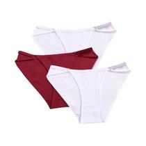 Conjunto De 3 Calcinhas De Algodão Femininas De Cintura Baixa, Lingerie Respirável E Macia Com