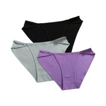 Conjunto De 3 Calcinhas De Algodão Femininas De Cintura Baixa, Lingerie Respirável E Macia Com