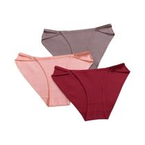 Conjunto De 3 Calcinhas De Algodão Femininas De Cintura Baixa, Lingerie Respirável E Macia Com