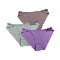 Conjunto De 3 Calcinhas De Algodão Femininas De Cintura Baixa, Lingerie Respirável E Macia Com
