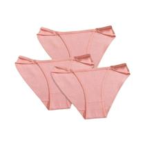 Conjunto De 3 Calcinhas De Algodão Femininas De Cintura Baixa, Lingerie Respirável E Macia Com