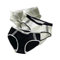 Conjunto De 3 Calcinhas De Algodão Respirável Para Mulheres, Simples E Em Cores Sólidas, Roupa
