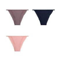 Conjunto de 3 Calcinhas Femininas de Algodão com Renda - Conforto e Maciez