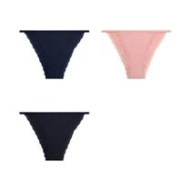 Conjunto de 3 Calcinhas Femininas de Algodão com Renda - Conforto e Maciez