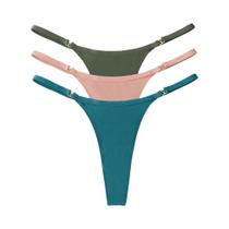 Conjunto De 3 Calcinhas Tanga De Cintura Baixa Para Mulheres, Confortáveis, Em Algodão, G-String,