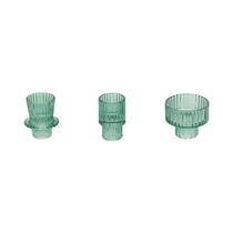 Conjunto De 3 Castiçais De Vidro Transparente Rosa Verde Âmbar Para Decoração Romântica De Mesa De