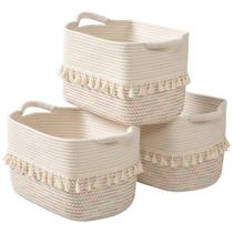 Conjunto de 3 cestos de armazenamento TeokJ Woven Cotton Rope Conjunto de 3 cestos de armazenamento TeokJ Woven Cotton Rope