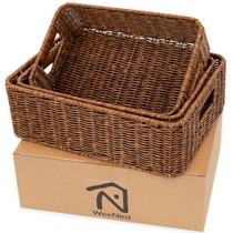 Conjunto de 3 Cestos de Vime WeeNest para Organização e Armazenamento
