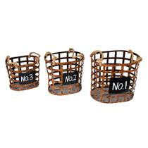 Conjunto de 3 cestos ovais de lousa de arame Vickerman de 10" Armazenamento decorativo para casa ou escritório para quarto, banheiro ou despensa Organizadores de cestos rústicos de metal Conjunto de 3 cestos ovais de lousa de arame Vickerman de 10" Armazenamento decorativo para casa ou escritório para quarto, banheiro ou despensa Organizadores de cestos rústicos de metal