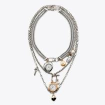 Conjunto de 3 colares com pingentes de relógio