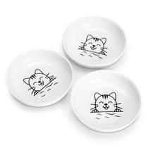 Conjunto de 3 comidas e água de cerâmica para gatos Cat Bowls Y YHY 150mL, branco