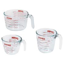 Conjunto de 3 Copos de Medida Pyrex em Vidro Temperado Conjunto de 3 Copos de Medida Pyrex em Vidro Temperado