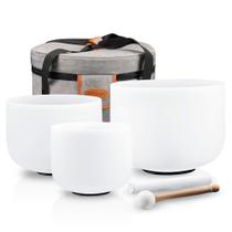 Conjunto de 3 Crystal Singing Bowl Ryan Dvan de 18 a 28 cm com estojo Conjunto de 3 Crystal Singing Bowl Ryan Dvan de 18 a 28 cm com estojo