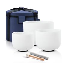 Conjunto de 3 de cura sonora Crystal Singing Bowls CVNC 440HZ Conjunto de 3 de cura sonora Crystal Singing Bowls CVNC 440HZ
