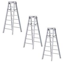 Conjunto de 3 escadas prateadas para bonecos de ação de luta livre Conjunto de 3 escadas prateadas para bonecos de ação de luta livre