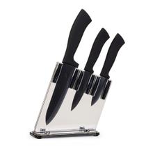 Conjunto de 3 Facas em Cerâmica e Bloco em Acrílico Kenya Preto