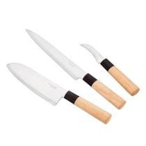 Conjunto De 3 Facas Japonesa Santoku Para Peixe