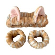 Conjunto De 3 Faixas De Cabelo De Pelúcia Com Orelhas De Gato E Estampa De Leopardo Para Mulheres,