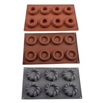 Conjunto de 3 formas de silicone para assar biscoitos e donuts Conjunto de 3 formas de silicone para assar biscoitos e donuts
