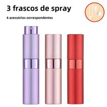 Conjunto de 3 Frascos de Spray de Perfume Recarregáveis 8ml - com 4 Acessórios