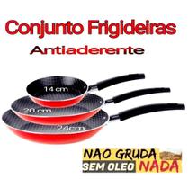 Conjunto de 3 Frigideiras Peças Cozinha Panela Sem óleo Revestimento Cerâmico Cobre - MULTIFLON