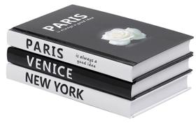 Conjunto de 3 livros decorativos FERAHI para decoração de casa - branco