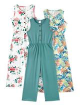Conjunto de 3 Macacões Regata para Meninas Tamanho 10-12