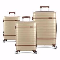 Conjunto de 3 Malas para Viagem de Mão Tamanho P Bordo Executiva de Luxo - Cor Champanhe PK