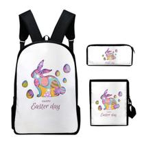 Conjunto de 3 mochilas escolares infantis Happy Easter Day Satchel Conjunto de 3 mochilas escolares infantis Happy Easter Day Satchel