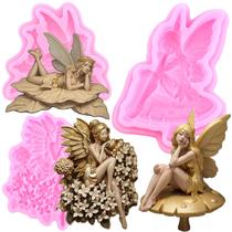 Conjunto de 3 moldes de fondant de silicone para flores, fadas e anjos - ZiXiang Conjunto de 3 moldes de fondant de silicone para flores, fadas e anjos - ZiXiang
