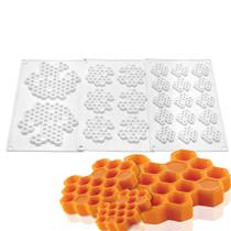 Conjunto de 3 moldes de silicone Honeycomb para panificação e decoração Conjunto de 3 moldes de silicone Honeycomb para panificação e decoração