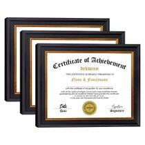 Conjunto de 3 molduras Diploma Frames DEKWINN em ouro preto 8,5x11 com vidro real Conjunto de 3 molduras Diploma Frames DEKWINN em ouro preto 8,5x11 com vidro real
