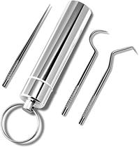 Conjunto de 3 Palitos de Dente de Aço Inoxidável VOVCIG Conjunto de 3 Palitos de Dente de Aço Inoxidável VOVCIG
