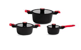 Conjunto de 3 Panelas Antiaderentes Em Mármore Autêntico Chef