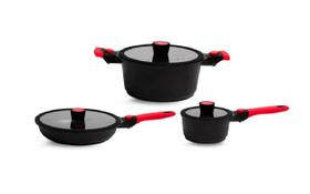 Conjunto de 3 Panelas Antiaderentes Em Mármore Autêntico Chef